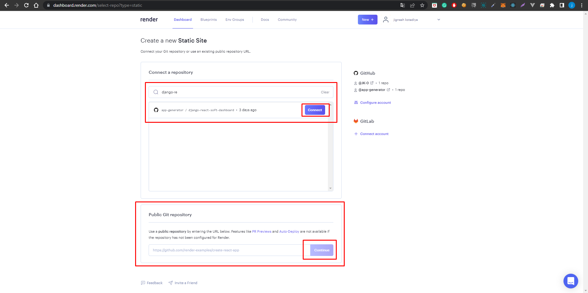 Render Static Sites
